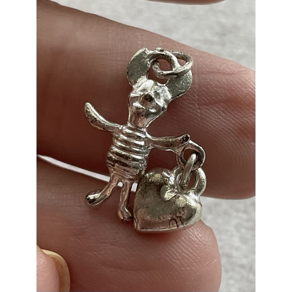 Vintage Sterling Silver Charm Disney Winnie The Pooh Piglet With Heart
